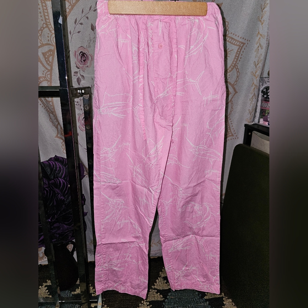 Like New Vintage Guy Harvey Pink Patterned Pajama Pants Size Small